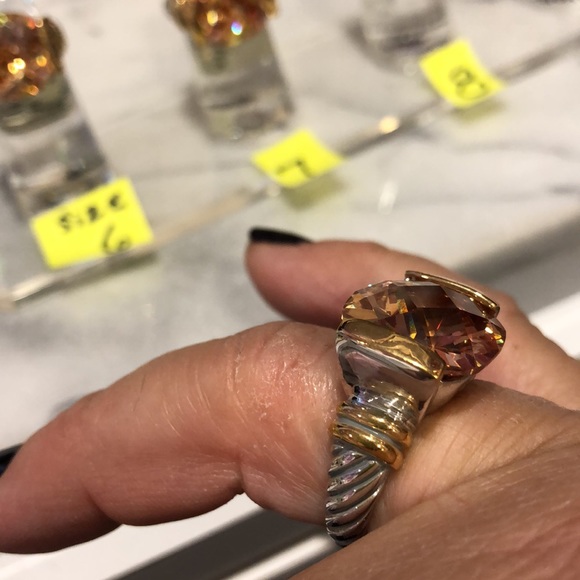 Amazing Larger Topaz Crystal/Rhodium Two Tone Ring-boutique- 6, 7 or 8 - Picture 3 of 8